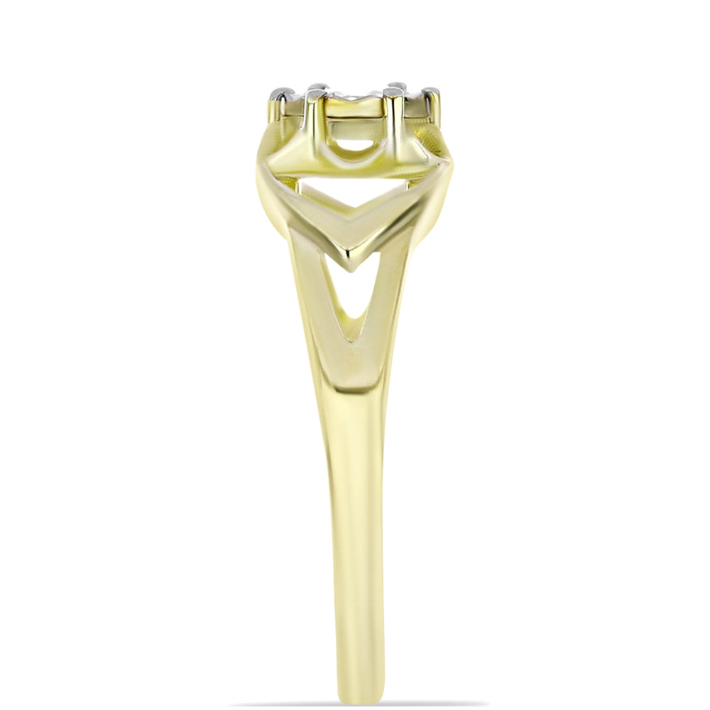 Pozlátený Strieborný Prsteň s Bielym Diamantom 8 