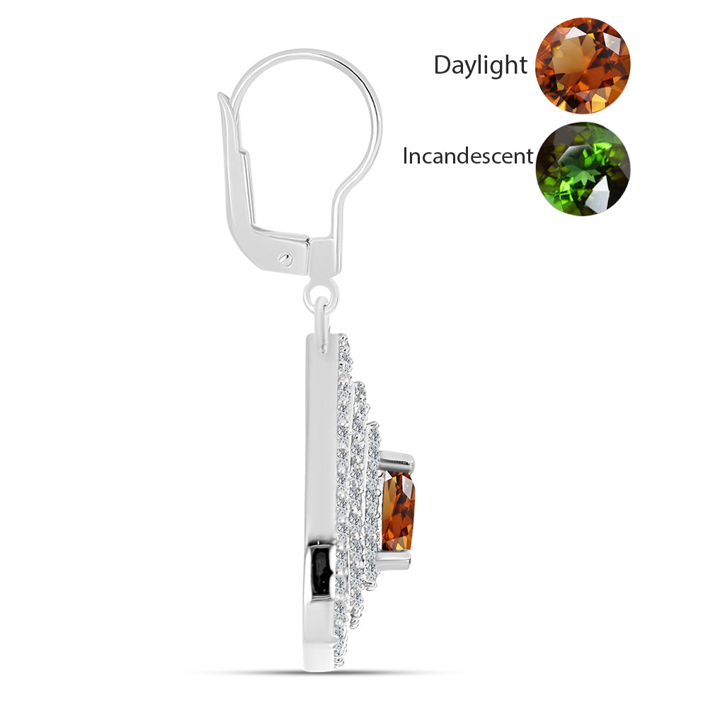 Strieborné Náušnice s Certifikovaný Anatólskym zultanitom pestovaný v laboratóriu a Bielym Topásom