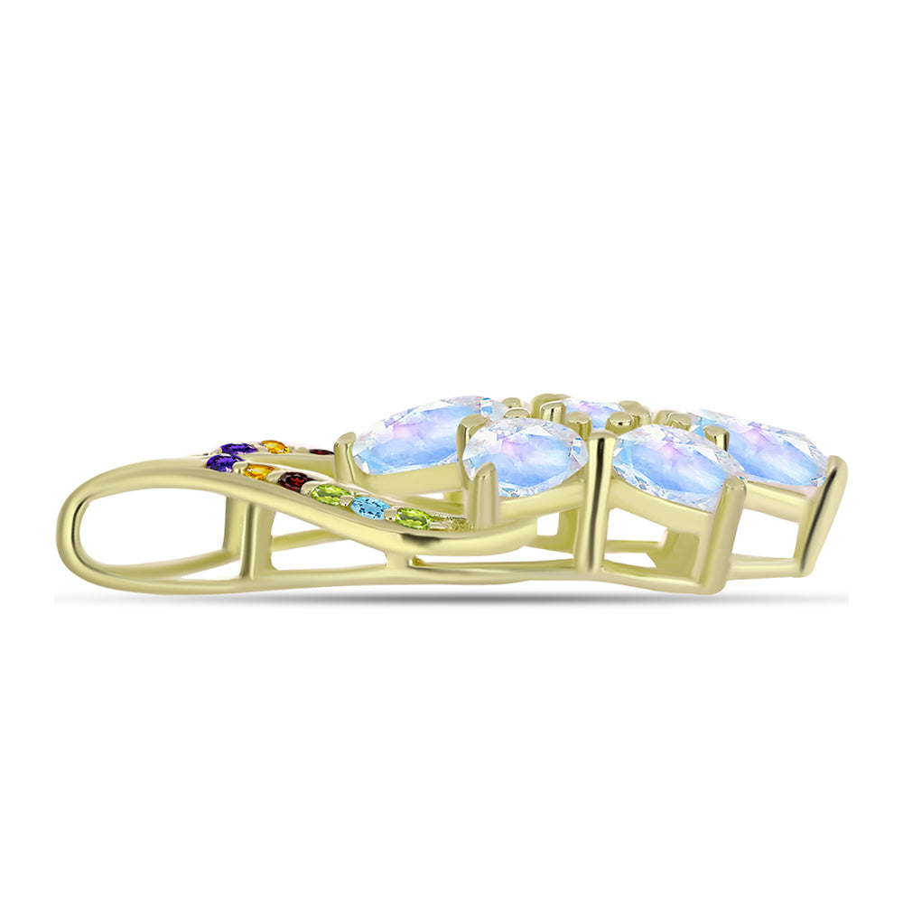 Pozlátený Strieborný Prívesok s Mesačným Kameňom a Uralským Citrínom 2 