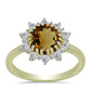 Pozlátený Strieborný Prsteň s Koňakovým Kremeňom a Bielym Topásom