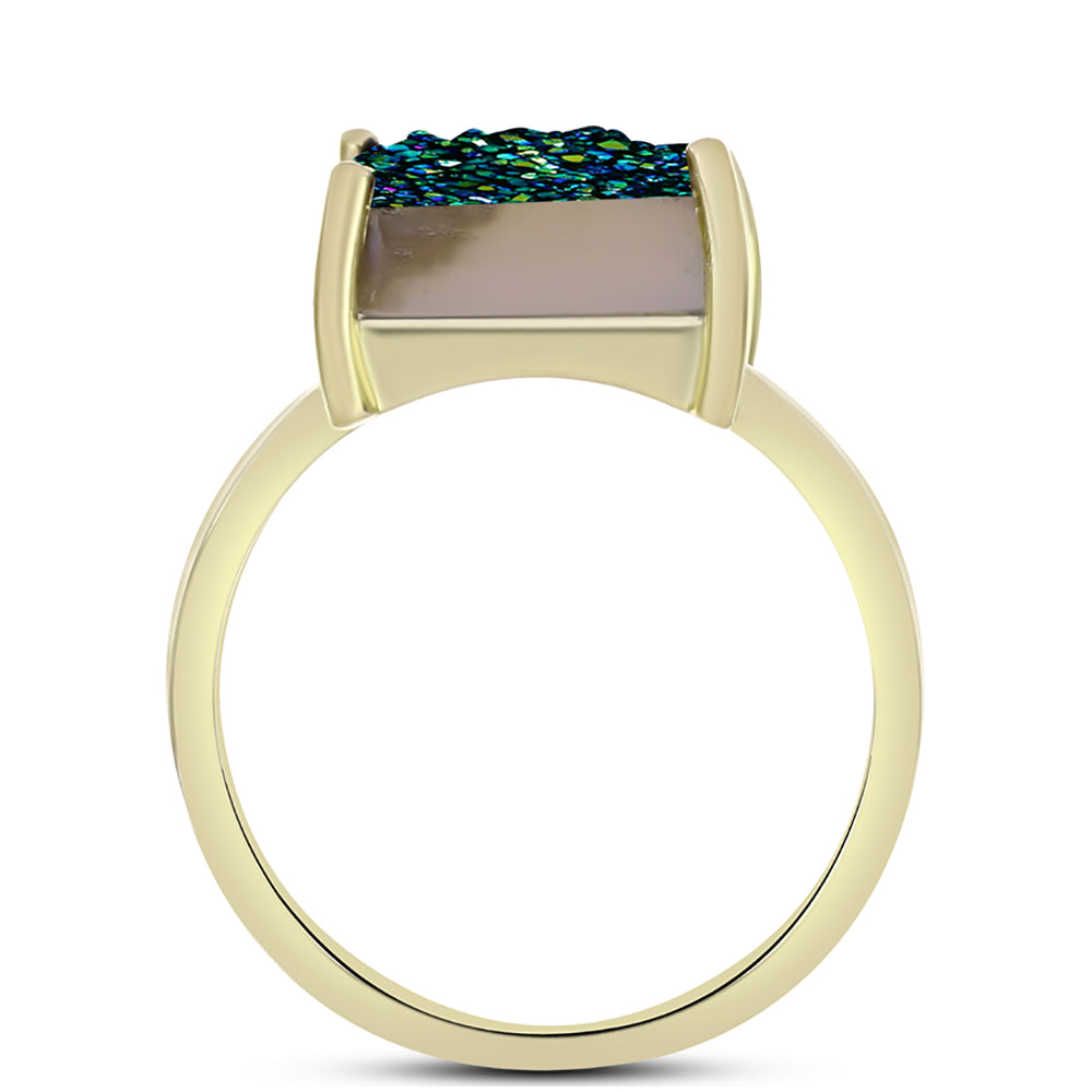 Pozlátený Strieborný Prsteň s so Zelenou Drusy 2 