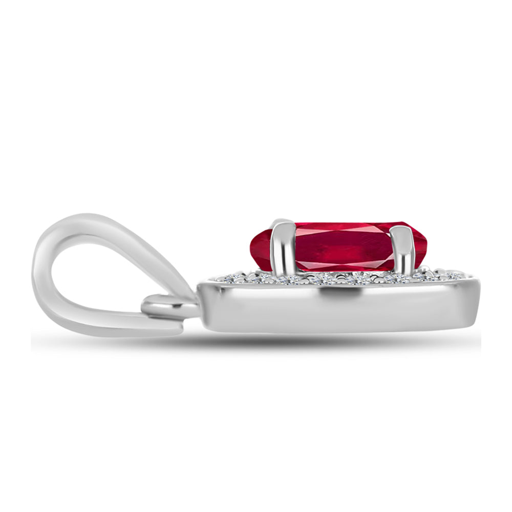 Strieborný Prívesok s Madagaskarským Rubínom a Bielym Topásom