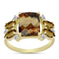 Pozlátený Strieborný Prsteň s Koňakovým Kremeňom a Bielym Topásom