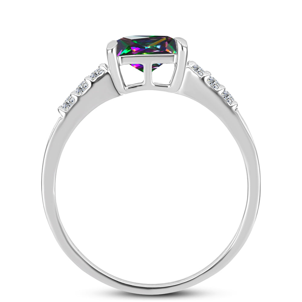 Strieborný Prsteň s Mystickým Topásom a Bielym Topásom 2 