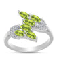 Strieborný Prsteň s Changbaiskym Olivínom a Bielym Topásom