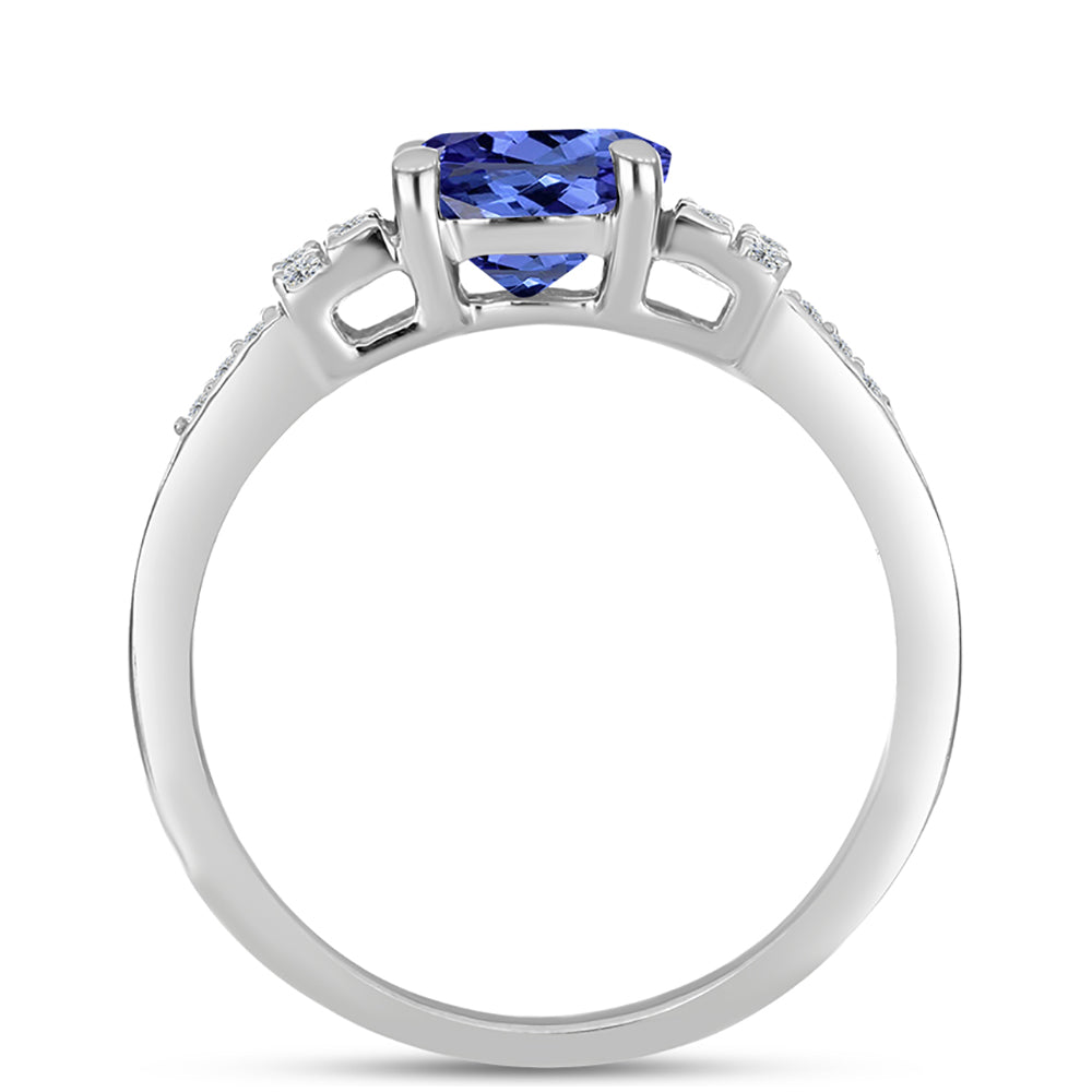 Strieborný Prsteň s AAA Tanzanitom a Bielym Topásom