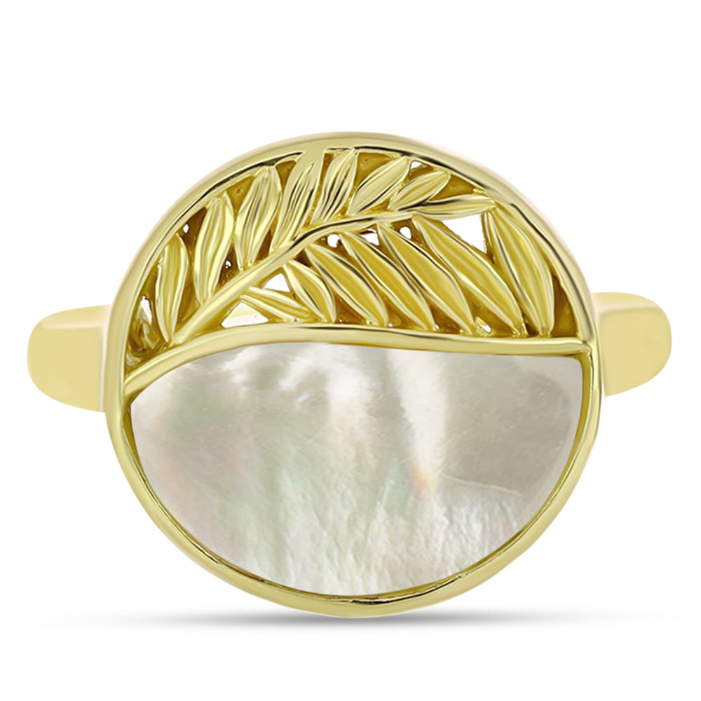 Pozlátený Strieborný Prsteň s Lastúrou