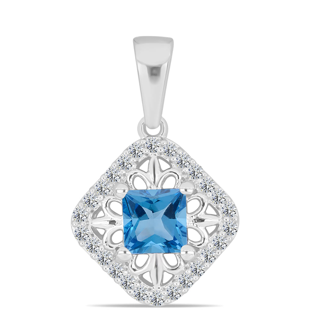 Strieborný Prívesok s so Švajčiarskym Modrým Topásom a Bielym Topásom 1 