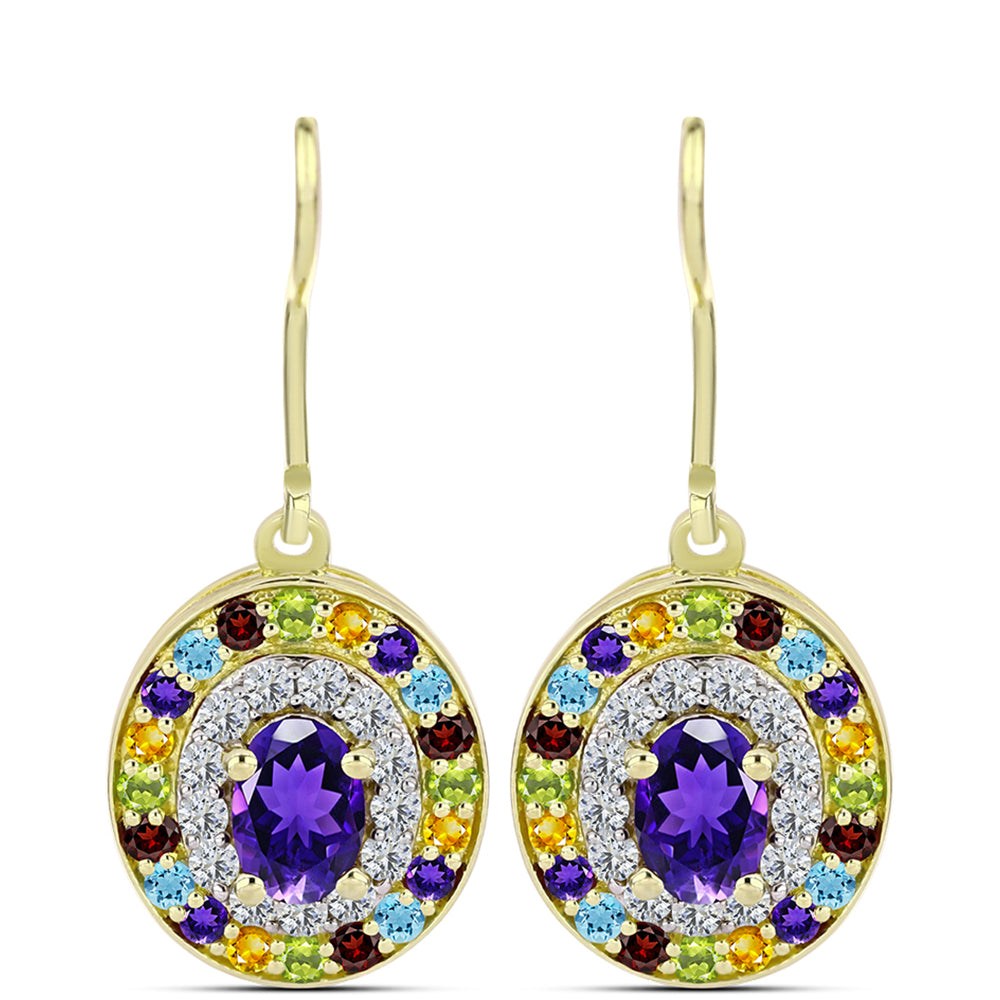 Pozlátené Strieborné Náušnice s Bartonským Granátom a Marockým Ametystom