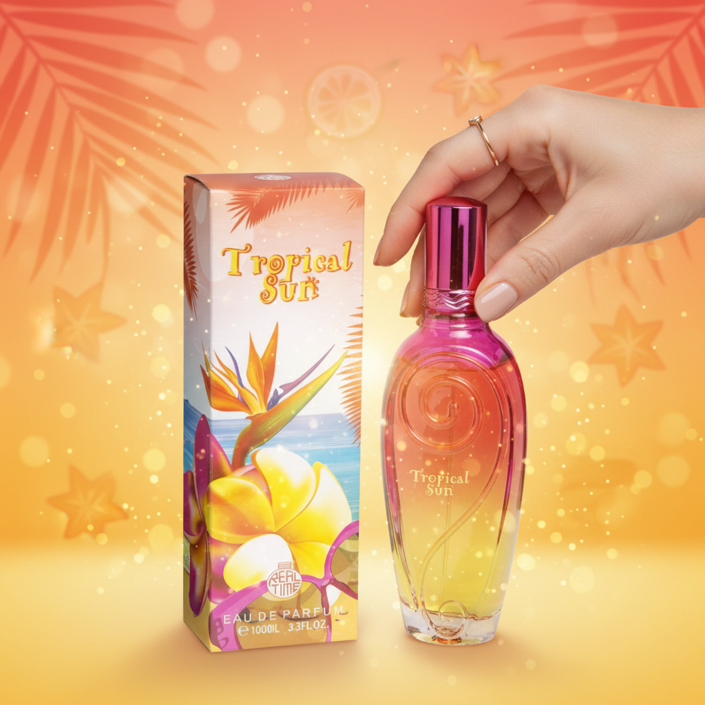 100 ml Eau de Parfum "TROPICAL SUN" Ovocná Pižmová Vôňa pre Ženy, s 3 % obsahom esenciálnych olejov