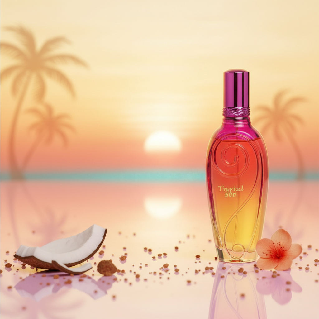 100 ml Eau de Parfum "TROPICAL SUN" Ovocná Pižmová Vôňa pre Ženy, s 3 % obsahom esenciálnych olejov