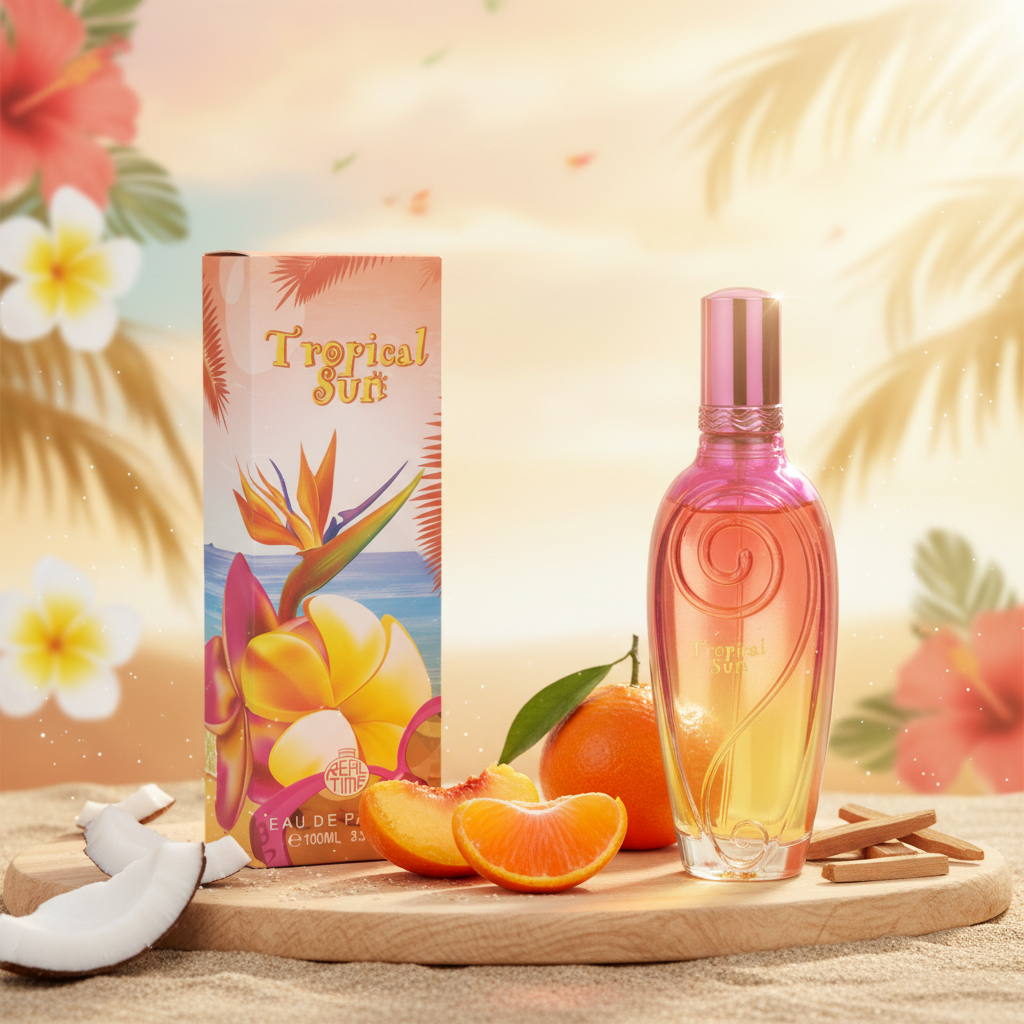 100 ml Eau de Parfum "TROPICAL SUN" Ovocná Pižmová Vôňa pre Ženy, s 3 % obsahom esenciálnych olejov