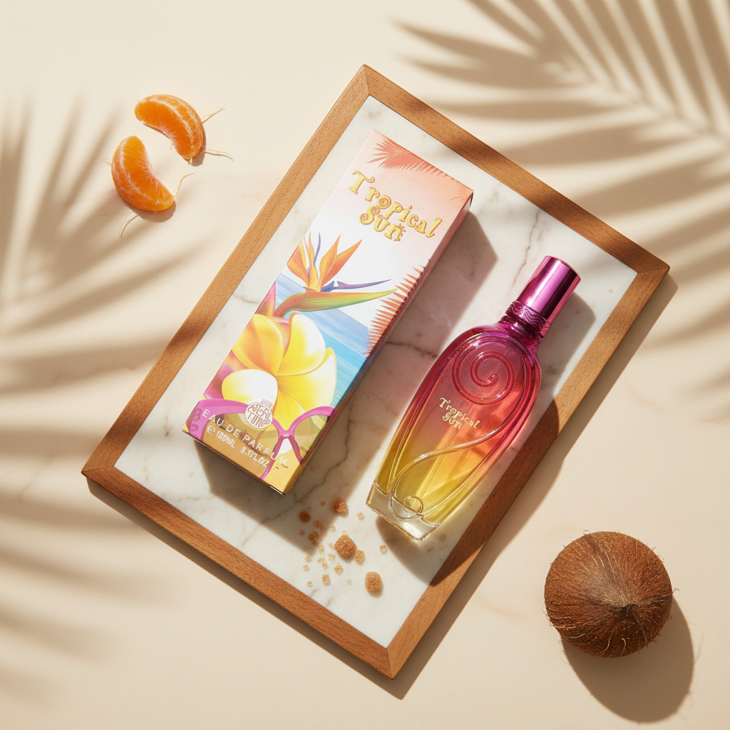 100 ml Eau de Parfum "TROPICAL SUN" Ovocná Pižmová Vôňa pre Ženy, s 3 % obsahom esenciálnych olejov