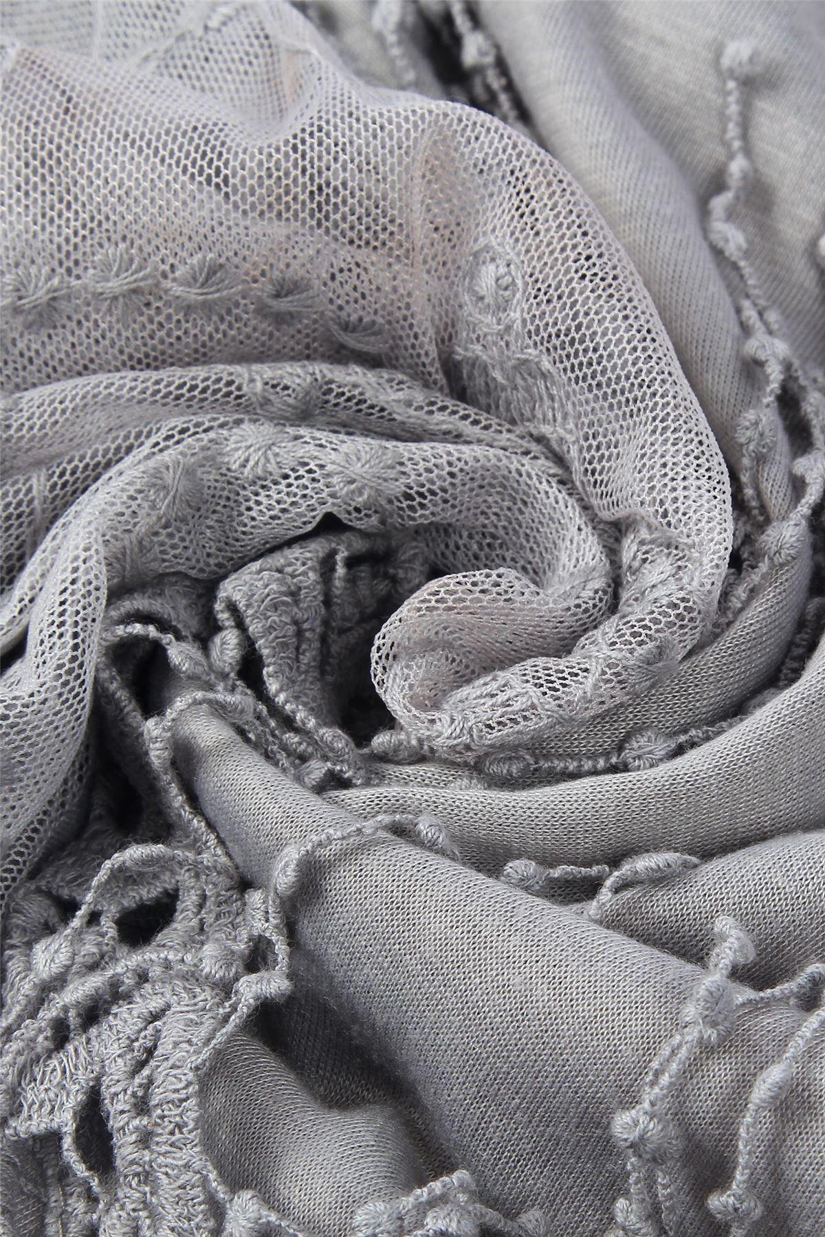 Bavlnený lichobežníkový šál-šatka, 80 cm x 198 cm x 70 cm, Motýlí a krajkový vzor, Sivá 4 Bavlnený lichobežníkový šál-šatka, 80 cm x 198 cm x 70 cm, Motýlí a krajkový vzor, Sivá - KlenotTV.sk