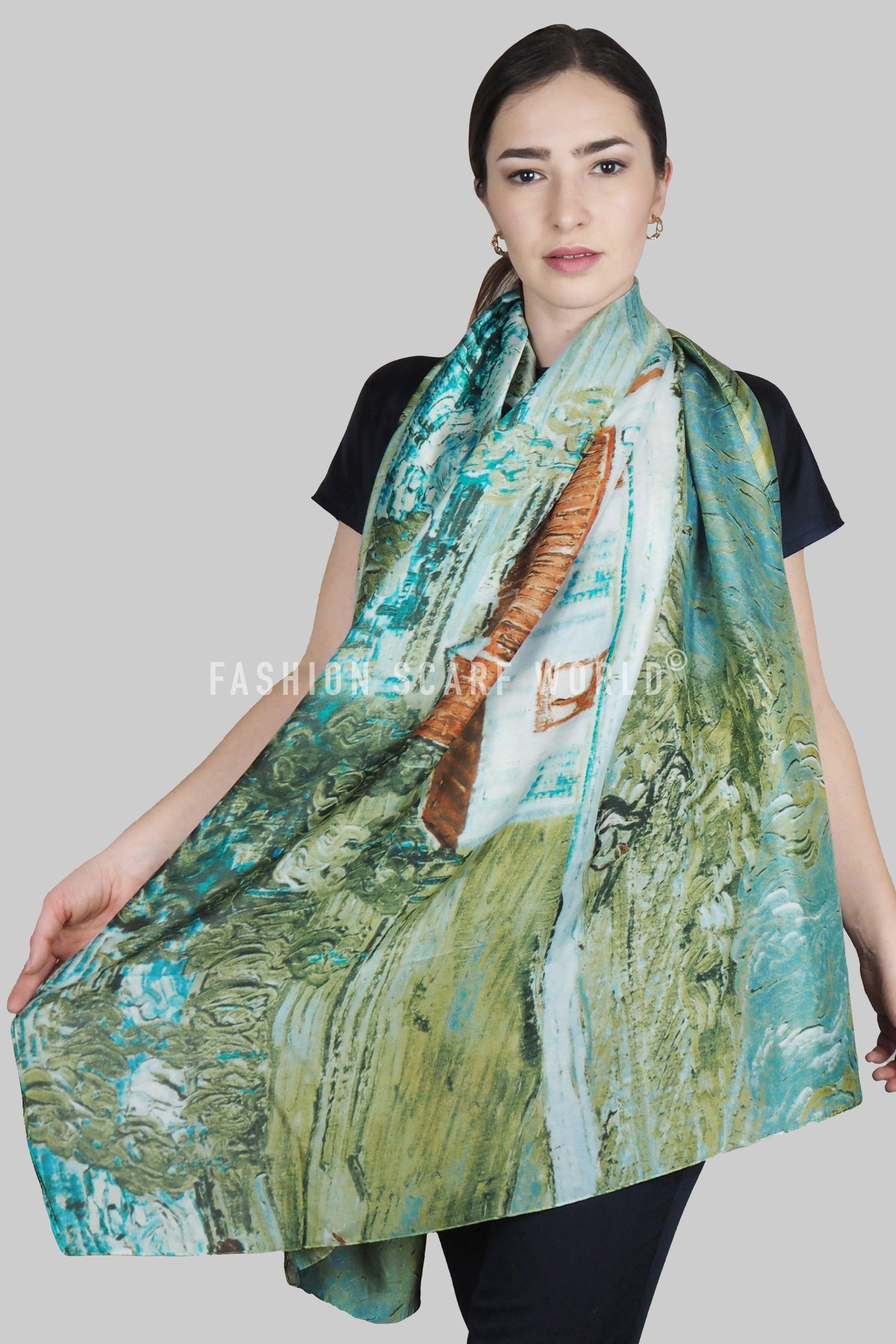 Šál-šatka zo 100% Pravého Hodvábu, 90 cm x 180 cm, Zelená 4 Šál-šatka zo 100% Pravého Hodvábu, 90 cm x 180 cm, Zelená - KlenotTV.sk