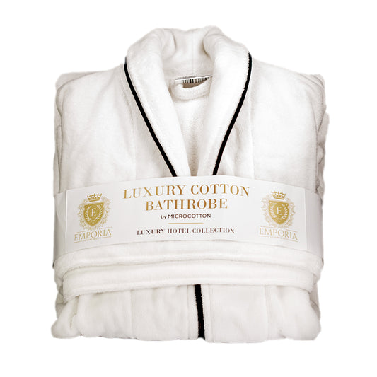 Luxusný hotelový župan Diamond Kashmir z mikrovlákna s čiernym pruhom S-M