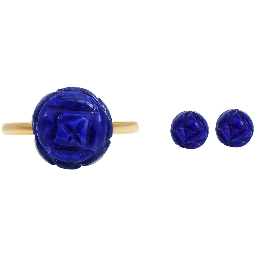 Pozlátené Strieborné Sada s Lapisom Lazuli