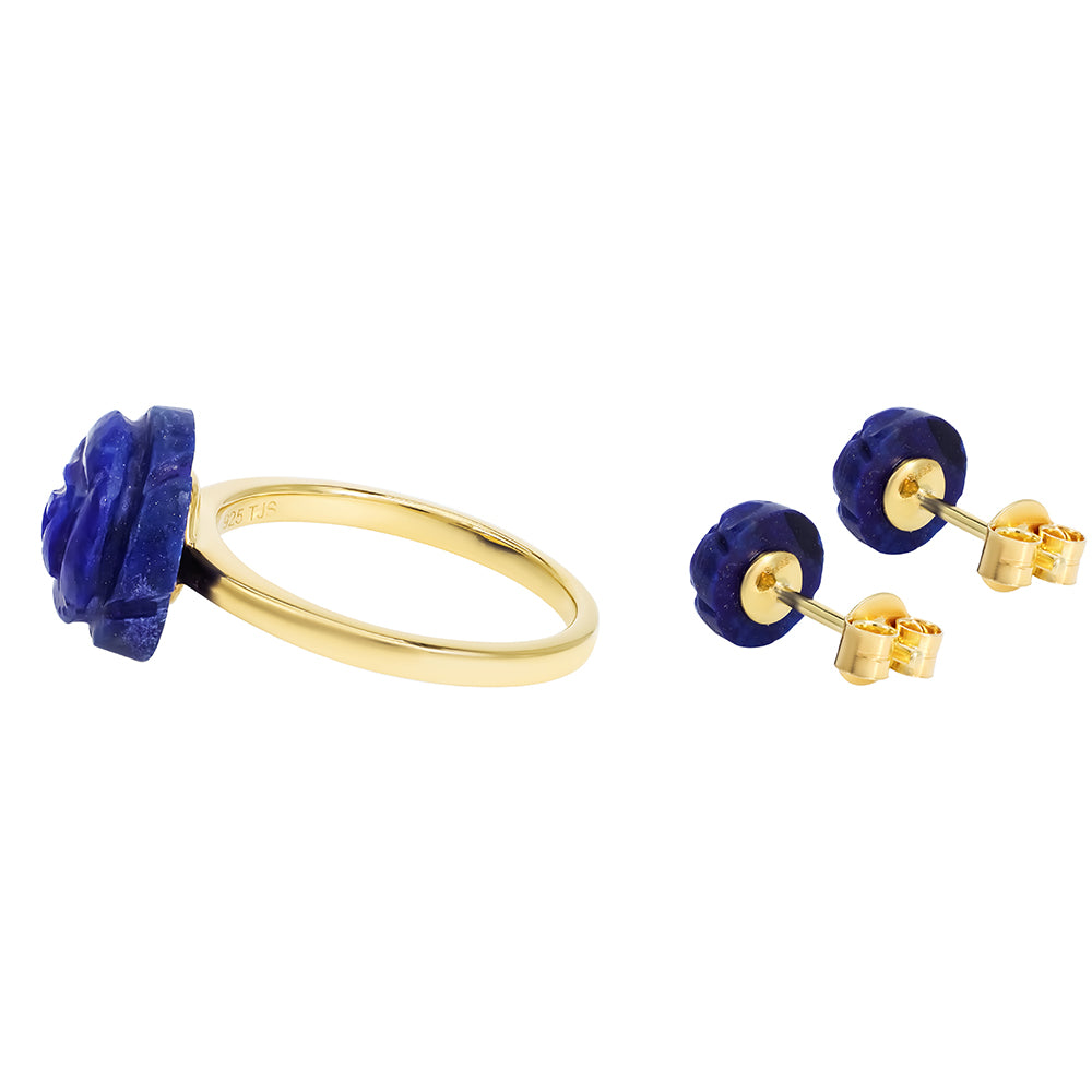 Pozlátené Strieborné Sada s Lapisom Lazuli 3 