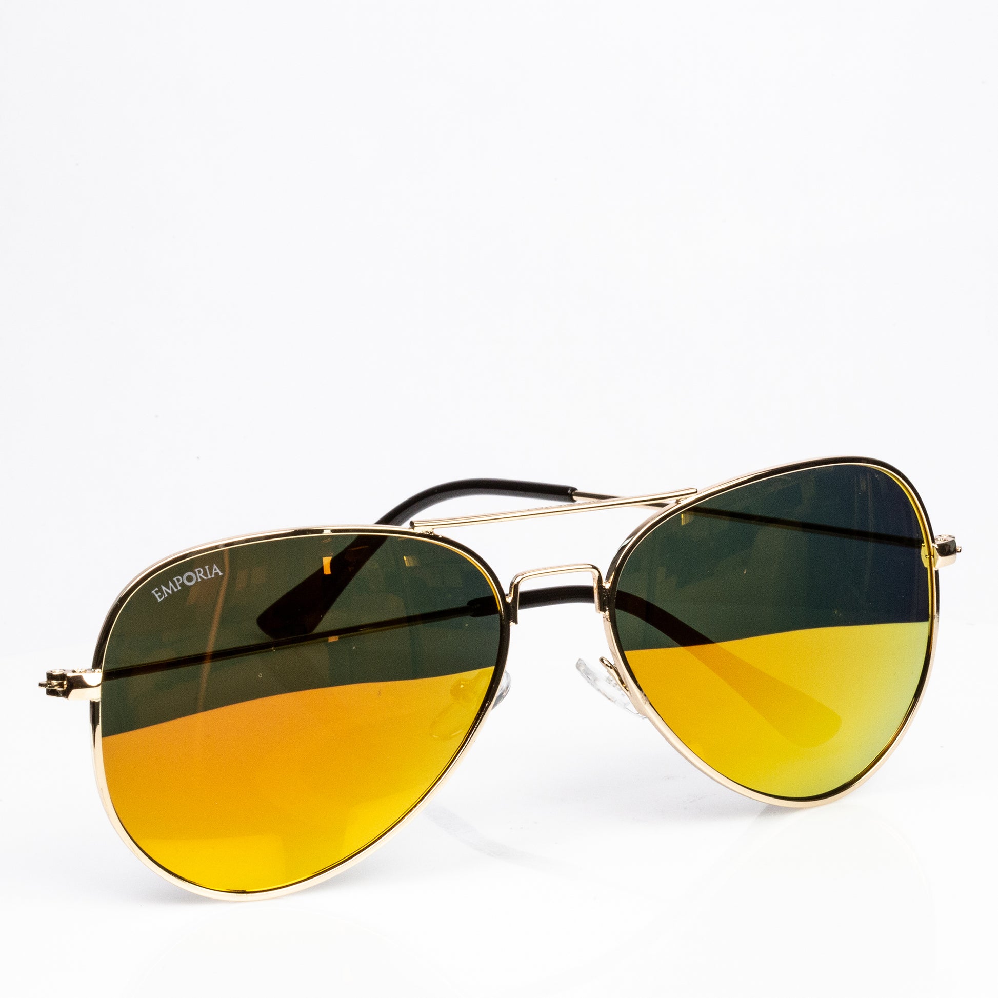 Emporia Italy - séria Aviator "SLNEČNÉ LÚČE", polarizované slnečné okuliare s pevným puzdrom a čistiacou handričkou, oranžové šošovky, obrúčky zlatej farby 2 
