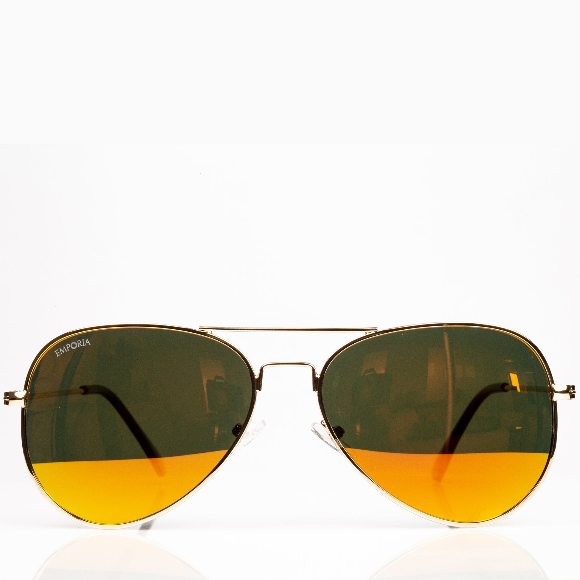 Emporia Italy - séria Aviator "SLNEČNÉ LÚČE", polarizované slnečné okuliare s pevným puzdrom a čistiacou handričkou, oranžové šošovky, obrúčky zlatej farby 3 