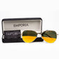 Emporia Italy - séria Aviator "SLNEČNÉ LÚČE", polarizované slnečné okuliare s pevným puzdrom a čistiacou handričkou, oranžové šošovky, obrúčky zlatej farby
