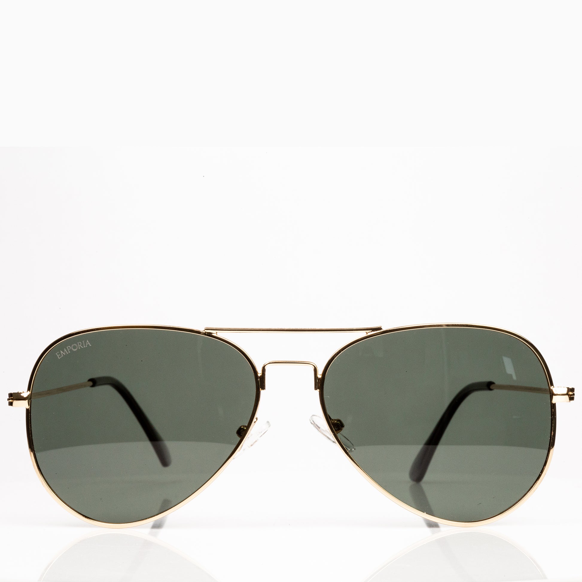 Emporia Italy - séria Aviator "ORIGINÁL", polarizované slnečné okuliare s pevným puzdrom a čistiacou handričkou, tmavo zelené šošovky, obrúčky zlatej farby 3 