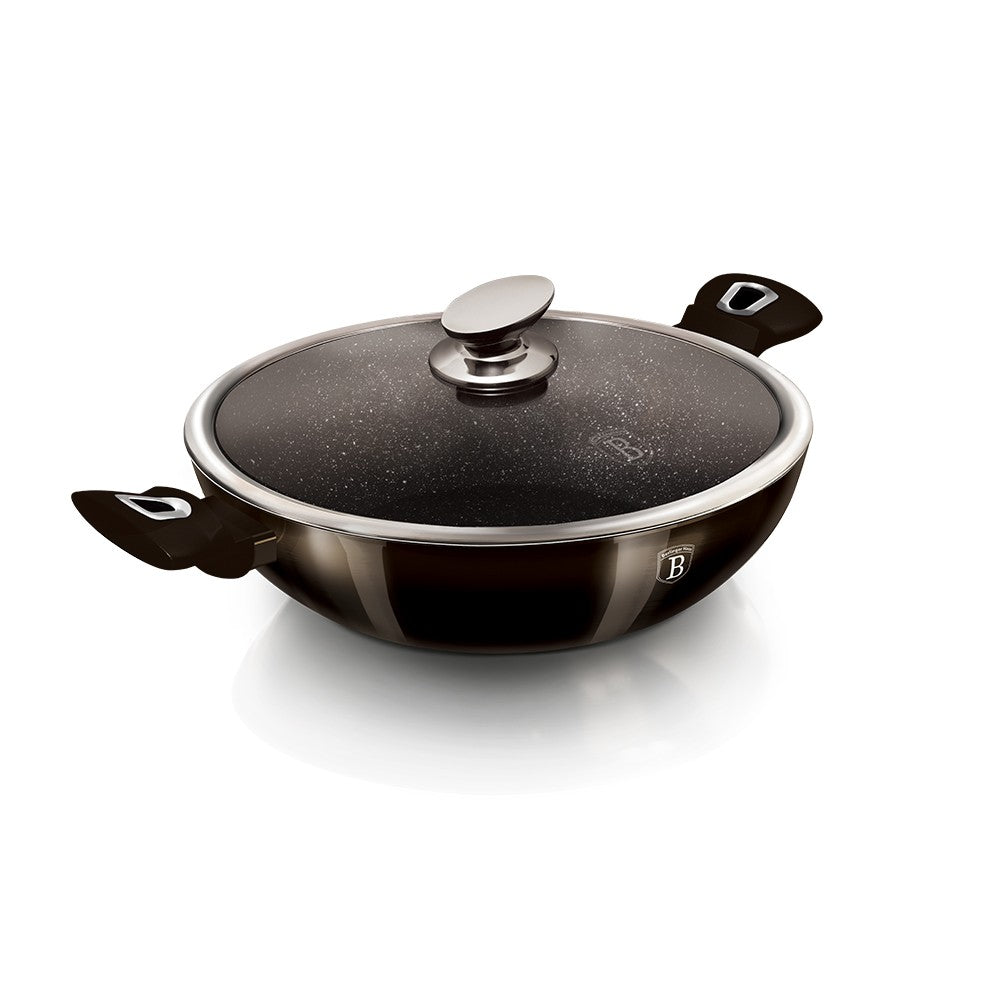Berlinger Haus Metallic Line Shiny Black Edition Wok s vekom, 30 cm 1 