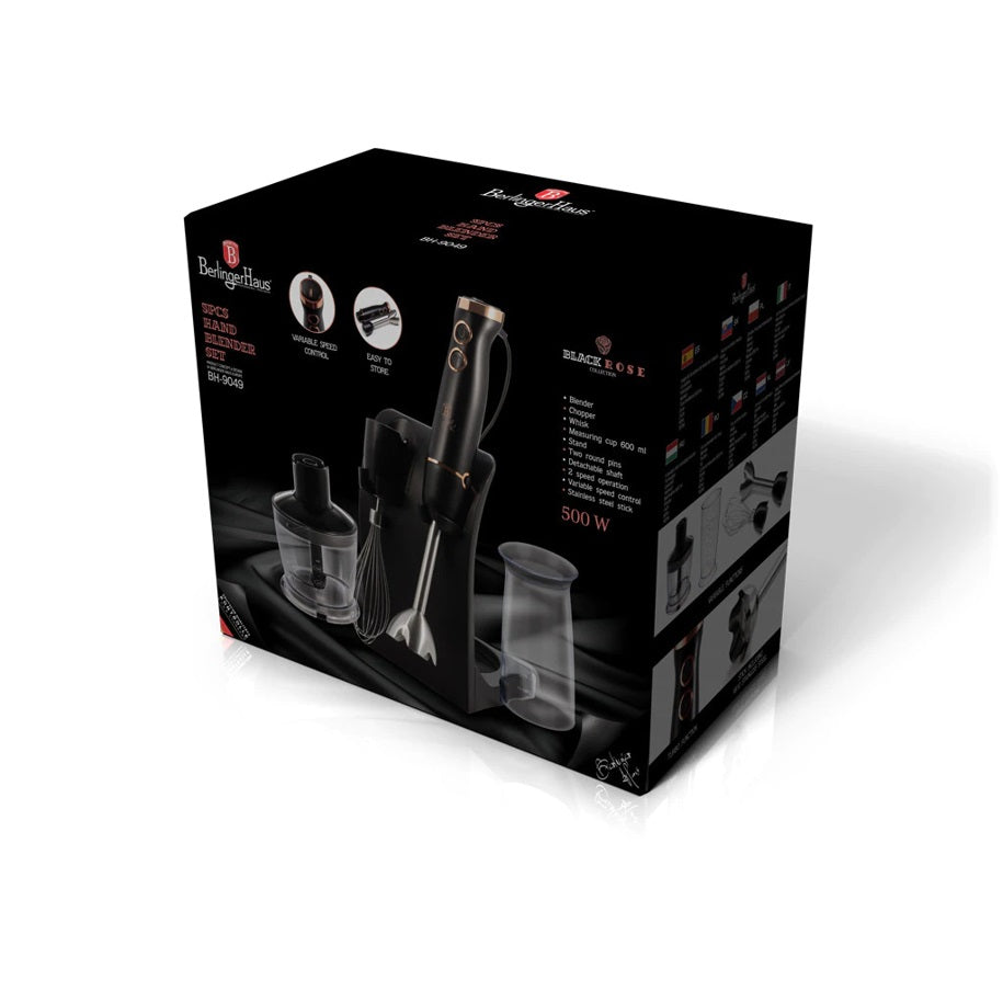 Berlinger Haus 5dielna sada tyčového mixéra a sekáčika so stojanom, kolekcia Black Rose 3 