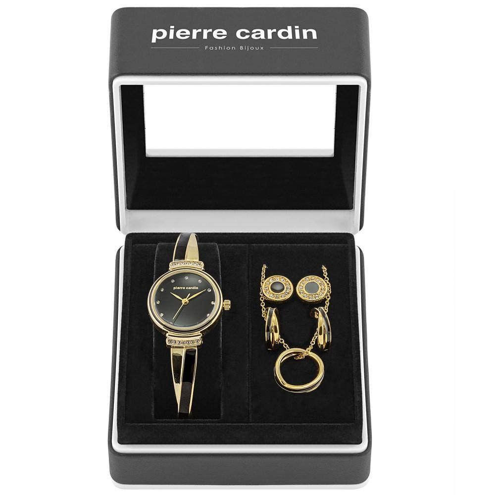 Pozlátené Zliatinové Sada s so Smaltom a Bielym Emporia® Krištáľom (Náhrdelník+Náušnice+Prívesok) 6 4 dielna sada Pierre Cardin - Hodinky, 2 páry Náušníc a Náhrdelník - KlenotTV.sk