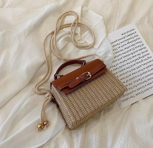 Dámska Pletená Kabelka s Hnedou Eko-Kožou