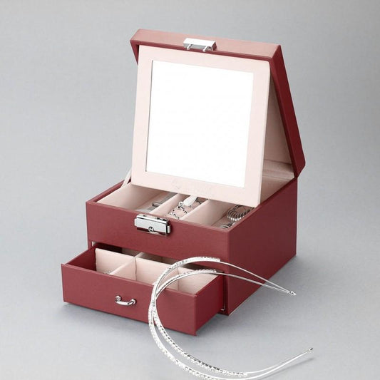 Elegantná Šperkovnica a Organizér so Zrkadlom, Červená