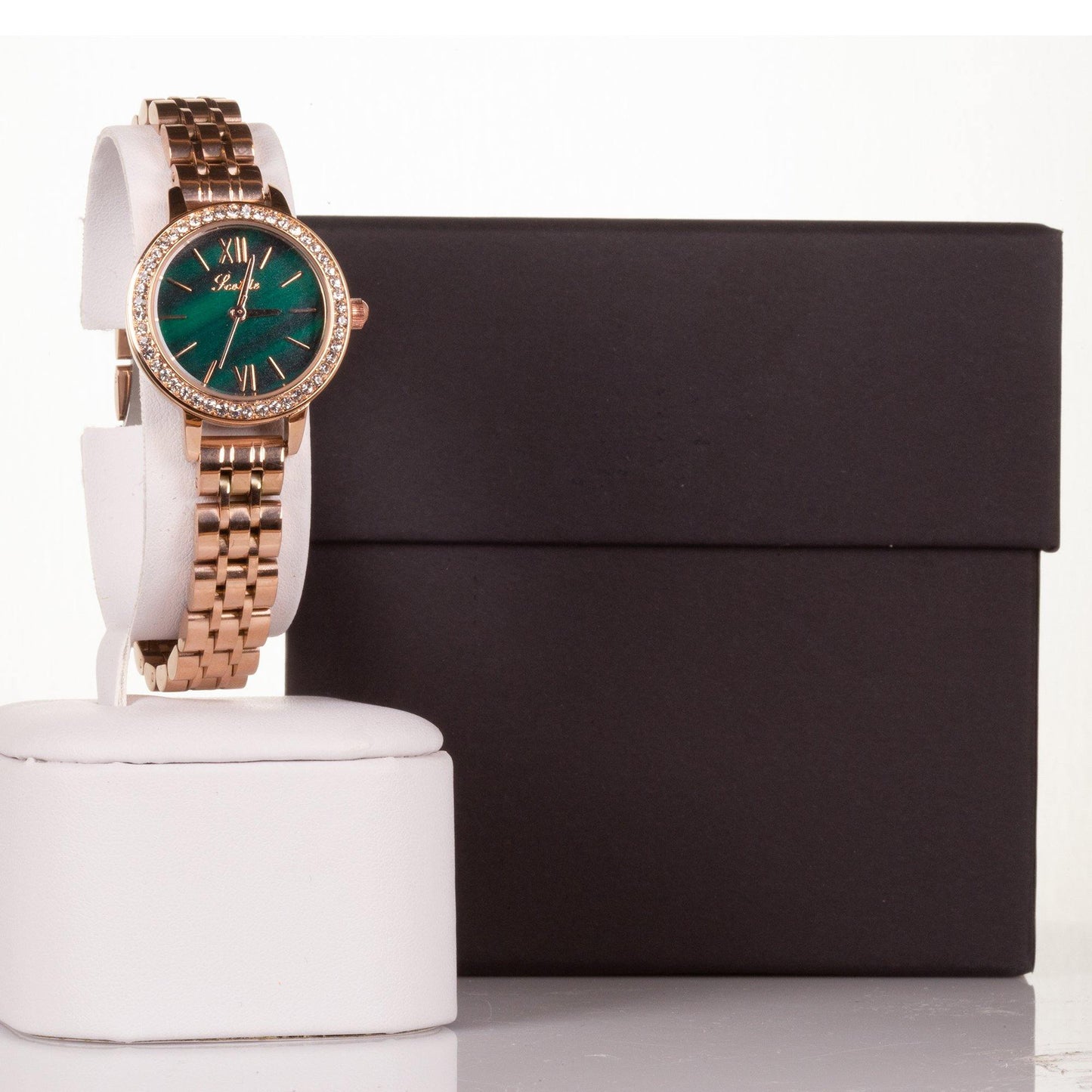 Vysoko kvalitné zliatinové hodinky s mechanizmom Miyota v darčekovej krabičke, Smaragdovo Zelený ciferník - KlenotTV.sk