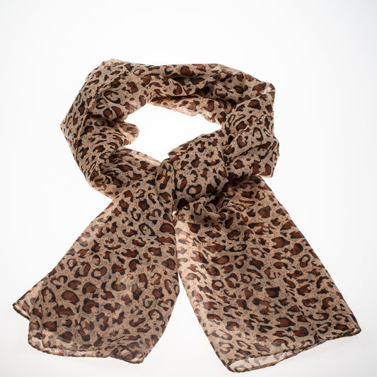 Módna šatka, 100% polyester, 160 cm x 70 cm, ŽIRAFIE HNEDÁ
