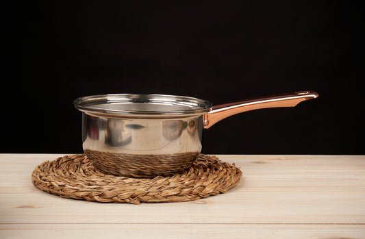 5-dielna Súprava Riadu z Nehrdzavejúcej Ocele a Skla v Striebornej a Ružovozlatej Farbe