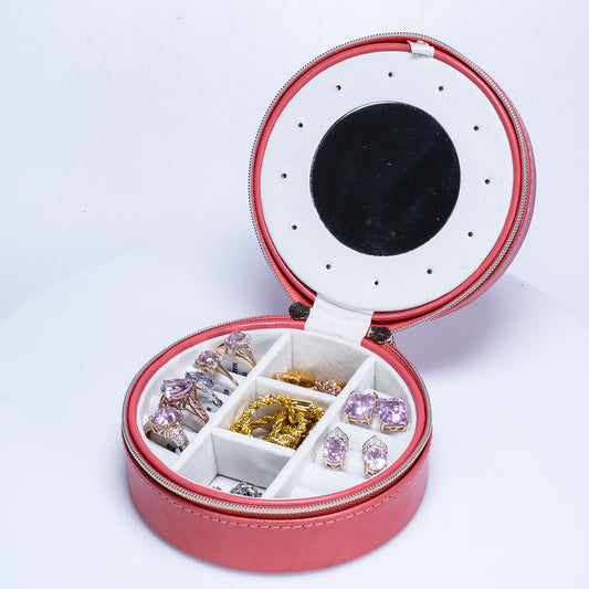 Organizér na šperky z PU Kože a Zamatu, Koralový