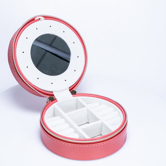 Organizér na šperky z PU Kože a Zamatu, Koralový