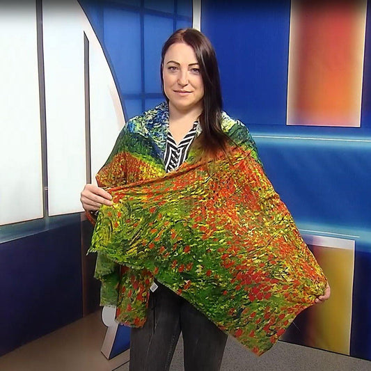 Bavlnený Šál-šatka, 70 cm x 180 cm, Monet - Makové poľa - KlenotTV.sk