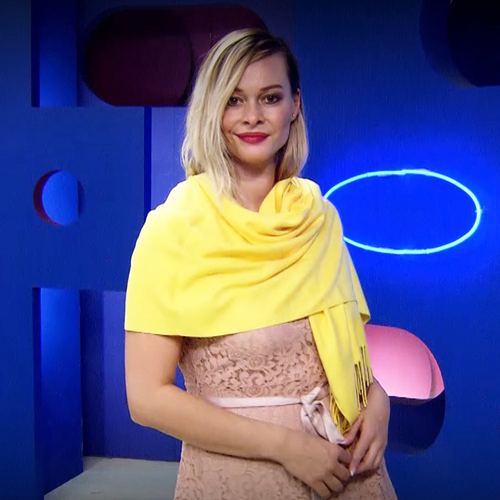 Šál-šatka zo 100% Pravého Pashmina Kašmíru, 70 cm x 180 cm, Žltá 2 