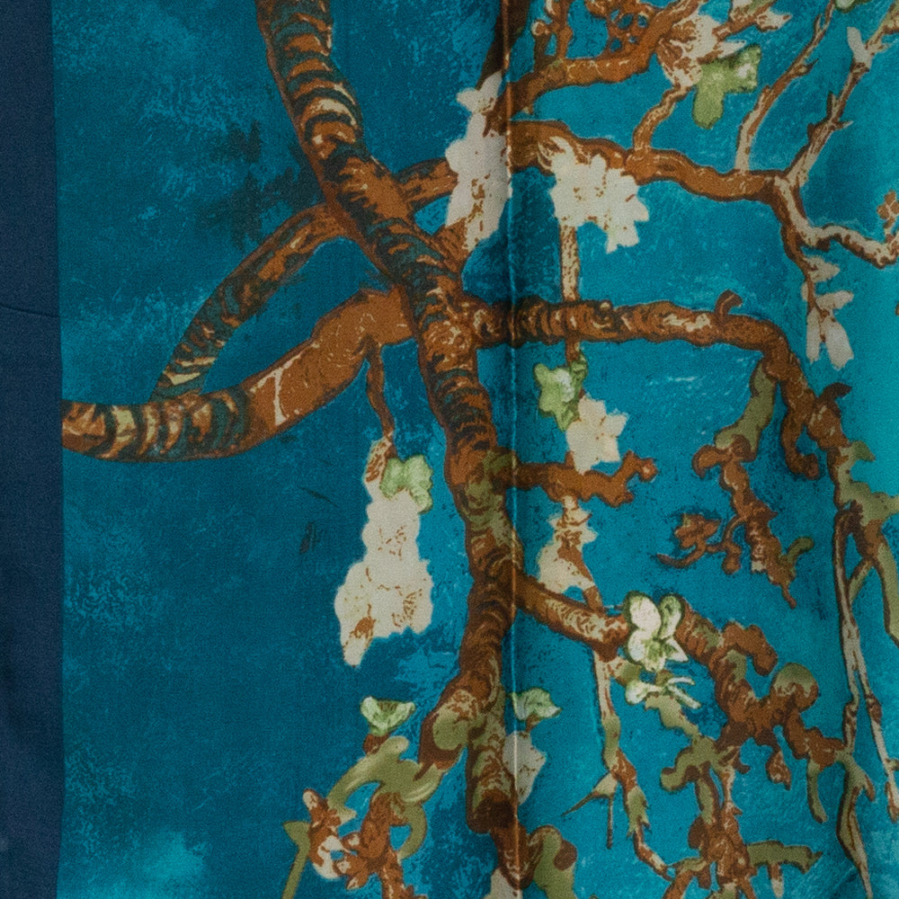 100% Hodvábny Šál, 90 cm x 180 cm, Van Gogh Mandľový Kvet