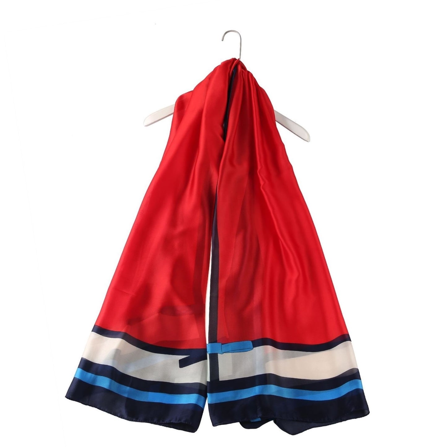 Šál-šatka zo 100% Pravého Hodvábu, 90 cm x 180 cm, Červeno-modro-biela