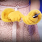 Zimné rukavice z umelej kožušiny, kompatibilné s dotykovou obrazovkou, Horčicové
