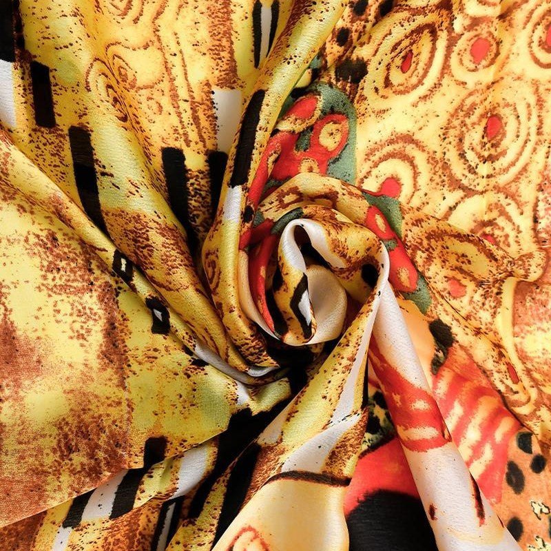 100% Hodvábny Šál, 90 cm x 180 cm, Klimt Bozk