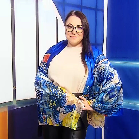 Hodvábny Šál-šatka, 70 cm x 180 cm, Van Gogh - The Church At Auvers