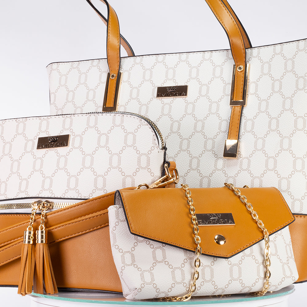 Emporia Winter Collection "MISCHIEVOUS" bag set, PU leather, 3pcs set, brown-beige 4 