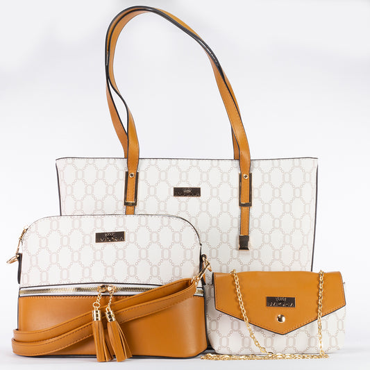 Emporia Winter Collection "MISCHIEVOUS" bag set, PU leather, 3pcs set, brown-beige