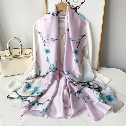 Hodvábna šatka, 90 cm x 180 cm, Kala Ľalia, ružová, 100% hodváb