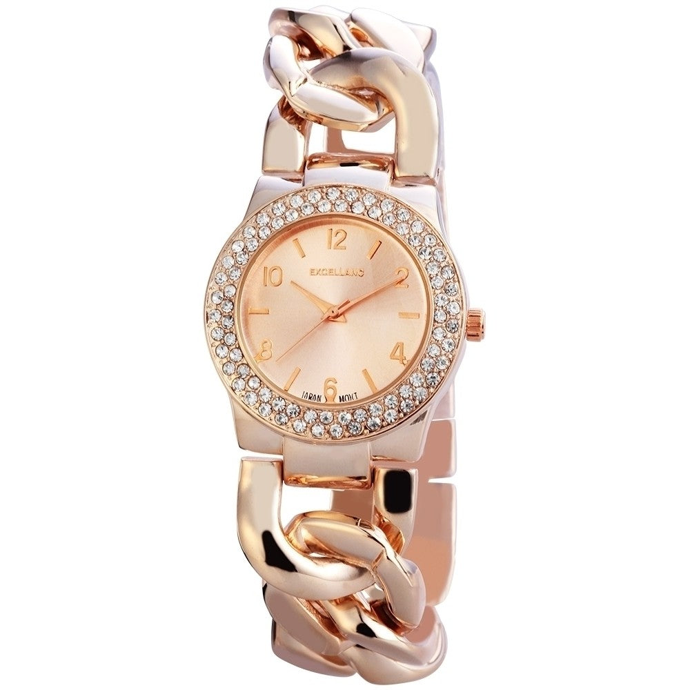 Excelentné dámske náramkové hodinky s kovovým remienkom, farba ružového zlata, kvalitná quartzová konštrukcia, ružovozlatý ciferník