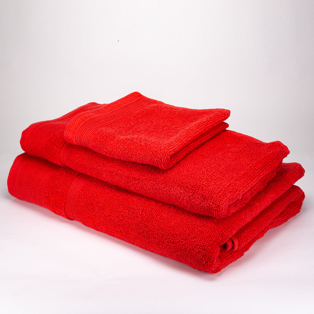 3+3+1 Darčeková Sada Nadrozmerných Uterákov zo 100% Mikrobavlny, 500 GSM, Rubínovo Červená 10 