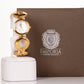 AW dámske hodinky vo farbe zlata s remienkom so symbolom nekonečna a 4 kryštálmi kremeňa - KlenotTV.sk