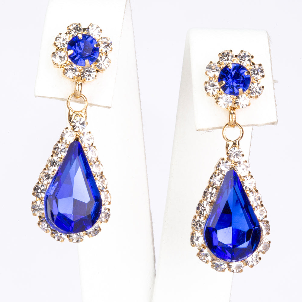 Pozlátené Zliatinové Sada s Modrým Emporia® Krištáľom a Bielym Emporia® Krištáľom ( Náhrdelník+Náušnice )